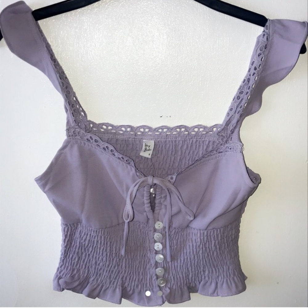 Lavender ruffle crop top